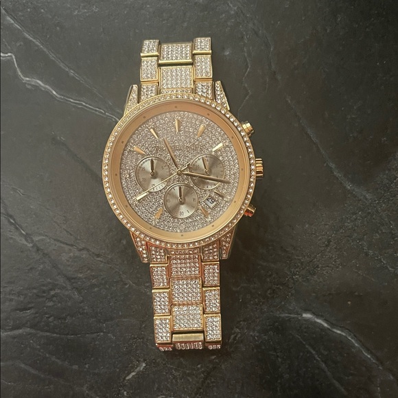 Michael Kors Gold and Silver Watch with Crystal Accents - Picture 1 of 4